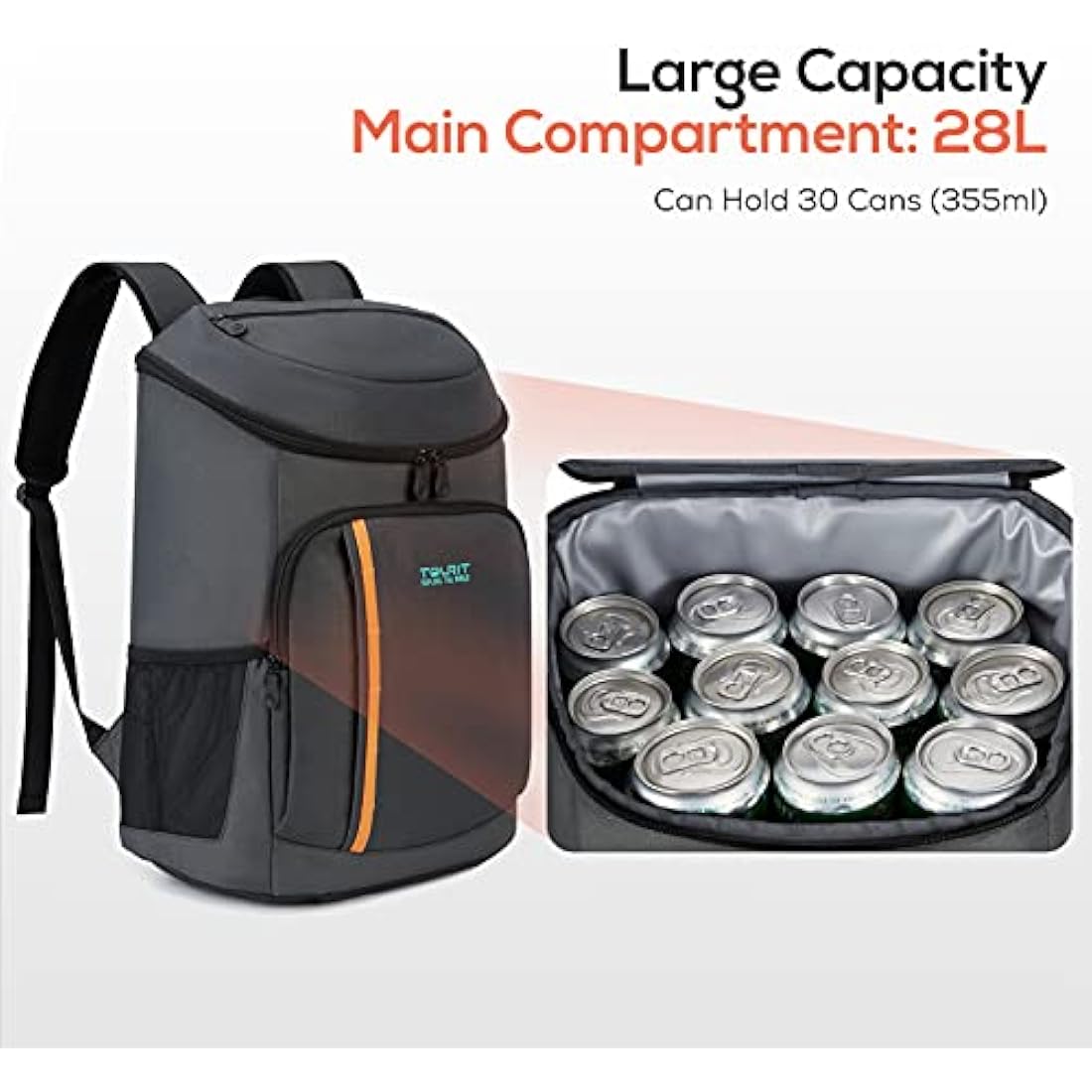 TOURIT Cooler Backpack 30 Cans Lightweight Insulated Backpack Cooler Leak-Proof Soft Cooler Bag Large Capacity for Men Women to Picnics, Camping, Hiking, Beach, Park or Day Trips