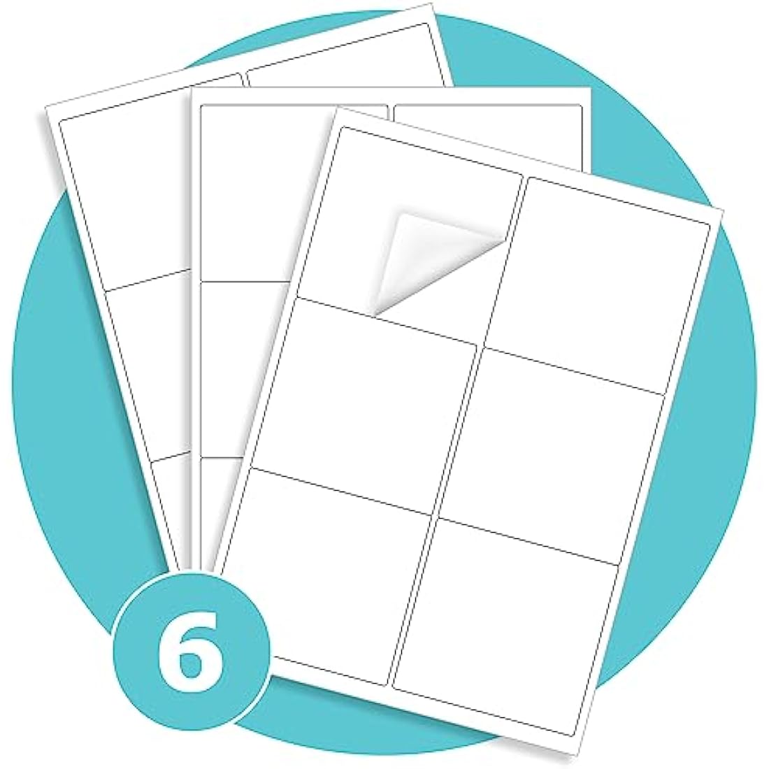 Triplast 50 x Multipurpose A4 Label Sheets - 6 Per Sheet (99 x 93mm Each) - Easy Peel White Labels Inkjet & Laser Printer - Address Labels, Shipping Labels, File Labels, DIY Stickers (TPA4L0060050)