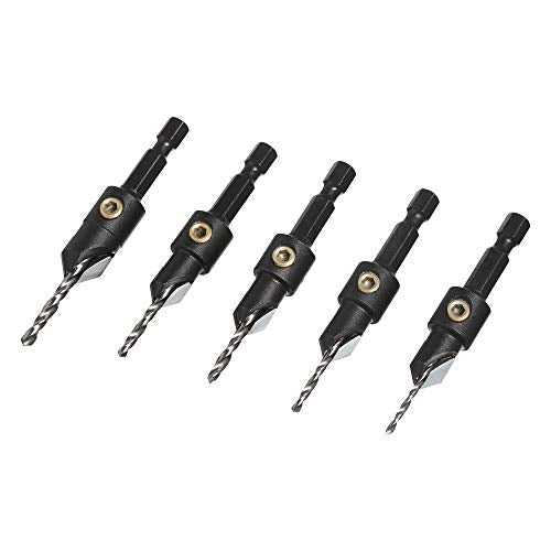 Trend Snappy 5-Piece TCT Countersink Set, Imperial, Adjustable Depth, Quick Release System, SNAP/CSTC/SET