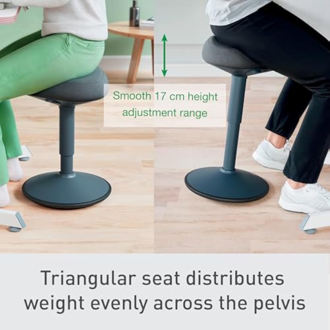 Leitz Ergo Active Sitting Stool with Unique Dual Density Foam Comfort Cushion, Height Adjustable 47 to 64cm, 100% Post Consumer Recycled Seat Cover, Supports 110kg, Ergo Range, Dark Grey, 65440089