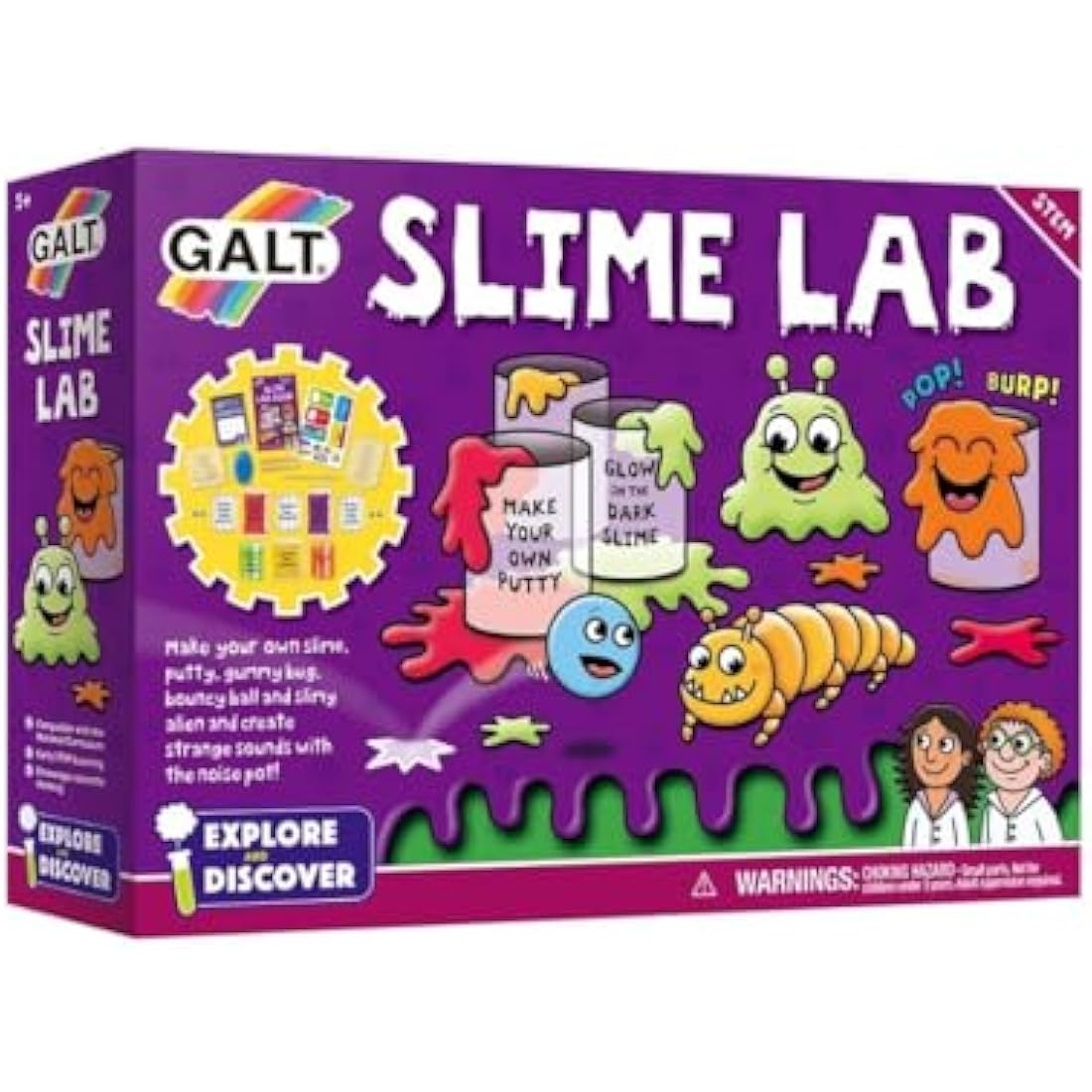Galt Slime Lab -Explore and Discover STEM Craft and Science Set for Kids -Childrens Slime Making Kit for Boys and Girls -Includes 7 Fun Experiments, Lab Book and Step by Step Guide - Ages 5 Years Plus