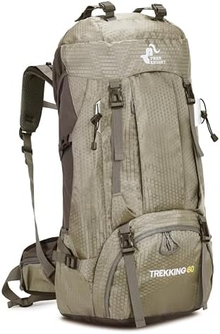 Bseash 60L Waterproof Hiking Camping Backpack with Rain Cover, Lightweight Outdoor Sport Travel Daypack Rucksack for Climbing Skiing