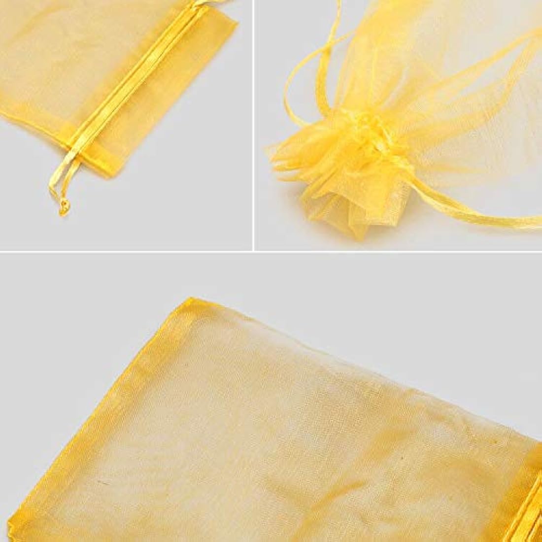 G2PLUS Gold Organza Gift Pouches, 10x15 CM Medium Organza Favour Bags, 100 PCS Wedding Jewelry Bags, Clear Mesh Pouches Perfect for Wedding, Christmas, Birthday, Anniversary