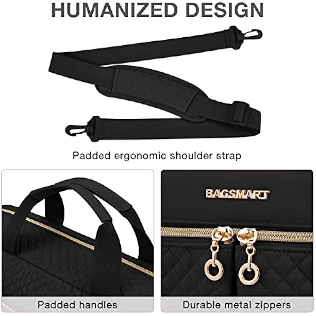 bagsmart Laptop Bag, 17.3 Inch Briefcase for Women Large Laptop Case Computer Bag Office Travel Business (17.3 inch-Black)