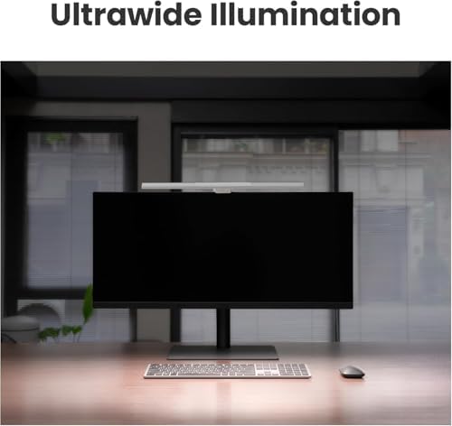 BenQ ScreenBar Pro LED Monitor Light (Silver)/Ultrawide Illumination/Motion Sensor/Adjustable Brightness and Color Temperature/Eye-Care Light Bar/No Screen Glare/Space Saving/Curved Monitors/USB-C
