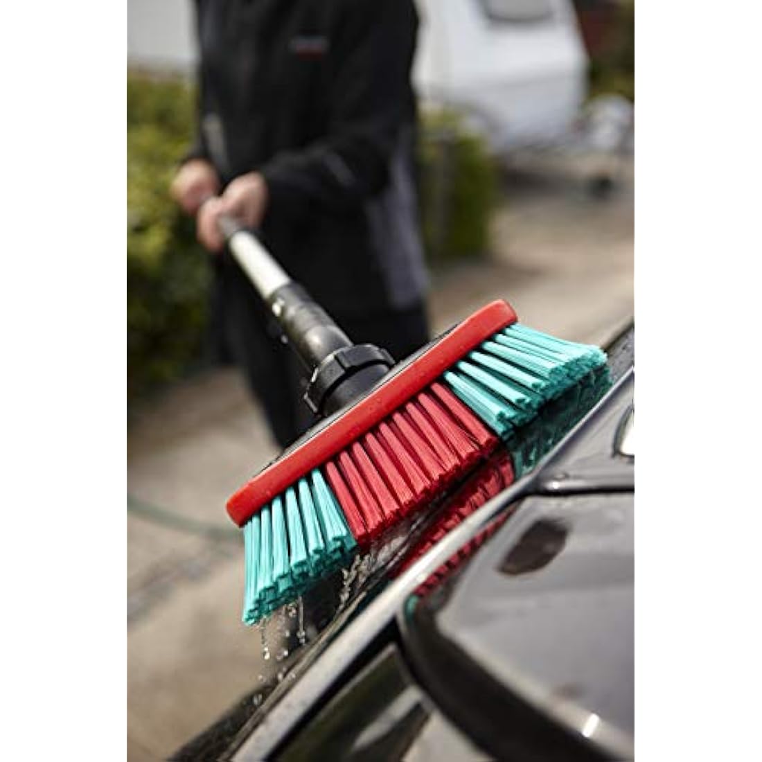 Vikan 526852 Water Fed Vehicle Brush, Soft/Split, Black, 250 mm Length, 130 mm Width, 160 mm Height