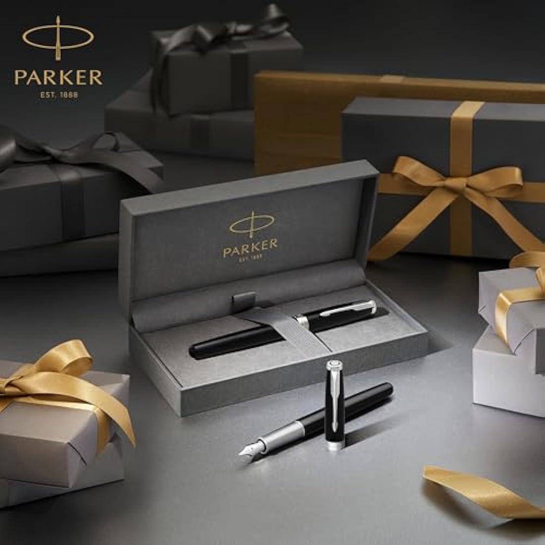 Parker Sonnet Fountain Pen | Matte Black Lacquer with Palladium Trim | Fine Nib | Gift Box