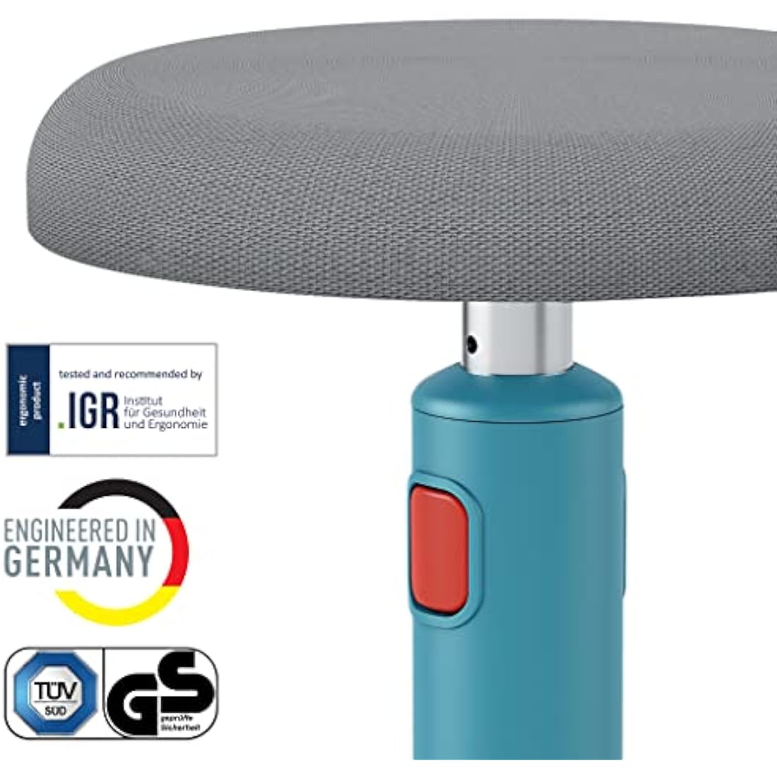 Leitz Active Sit Stand Stool, Ergonomic Height Adjustable 46cm To 79cm Wobble Stool, Round Swivel Office Desk Chair/ Stool, Ergo Cosy Range, Calm Blue, 65180061