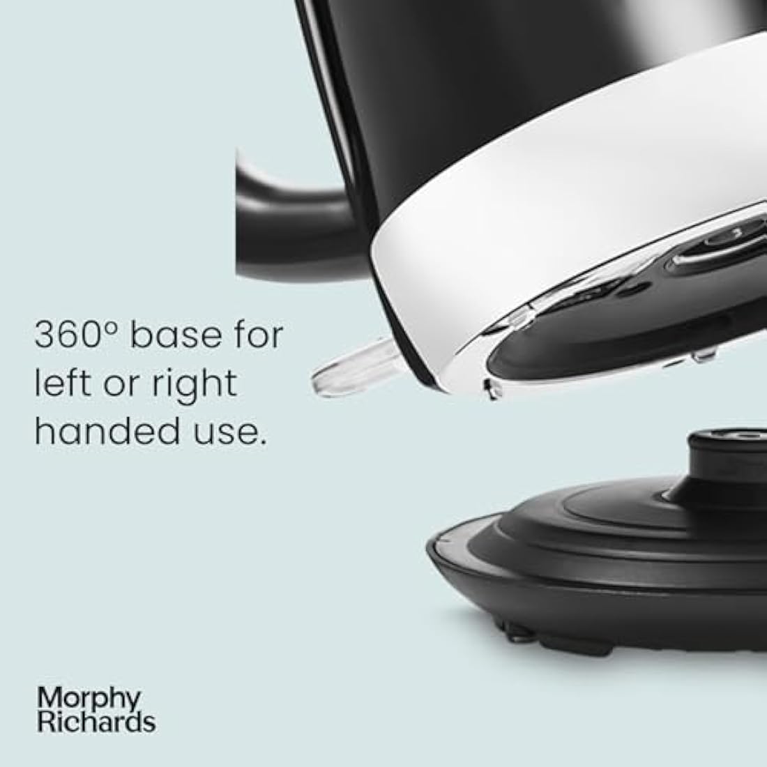 Morphy Richards Equip Kettle, 1.7L, 3Kw Rapid boil, Removeable Limescale Filter, Easy View Water Gauge, Stainless Steel Case, Black, 102783
