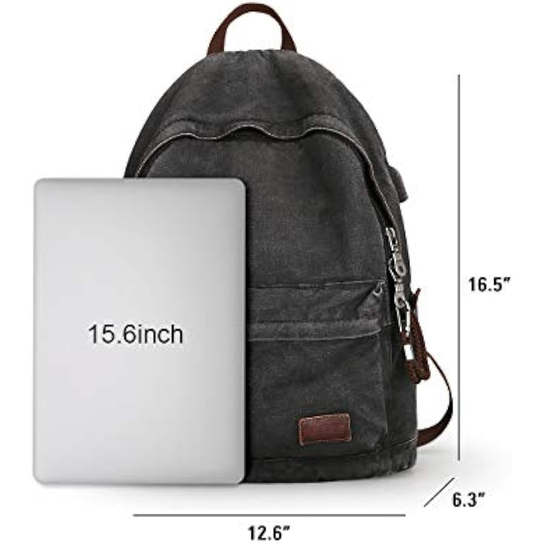 Muzee Canvas School Backpack with 15.6 inch Laptop for Men Women, Lightweight Anti-Theft Travel Daypack College Student Backpack Mit USB Charging Port
