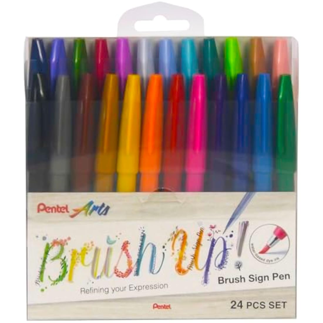 Pentel Brush Sign Pen SES15C - Brush Nib - Fibre Tip - Full Range Set - 24 Pens