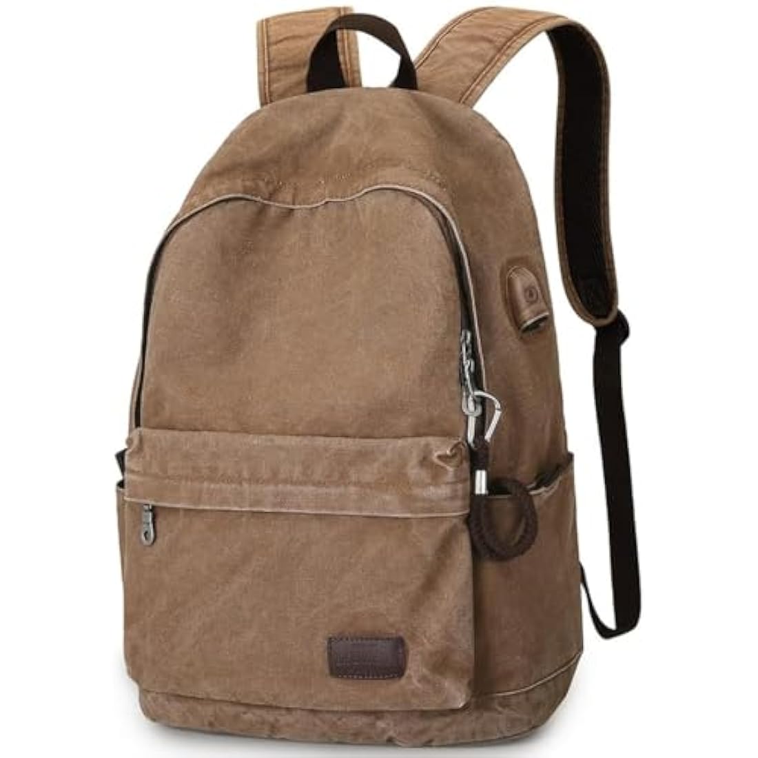 Muzee Canvas School Backpack with 15.6 inch Laptop for Men Women, Lightweight Anti-Theft Travel Daypack College Student Backpack Mit USB Charging Port