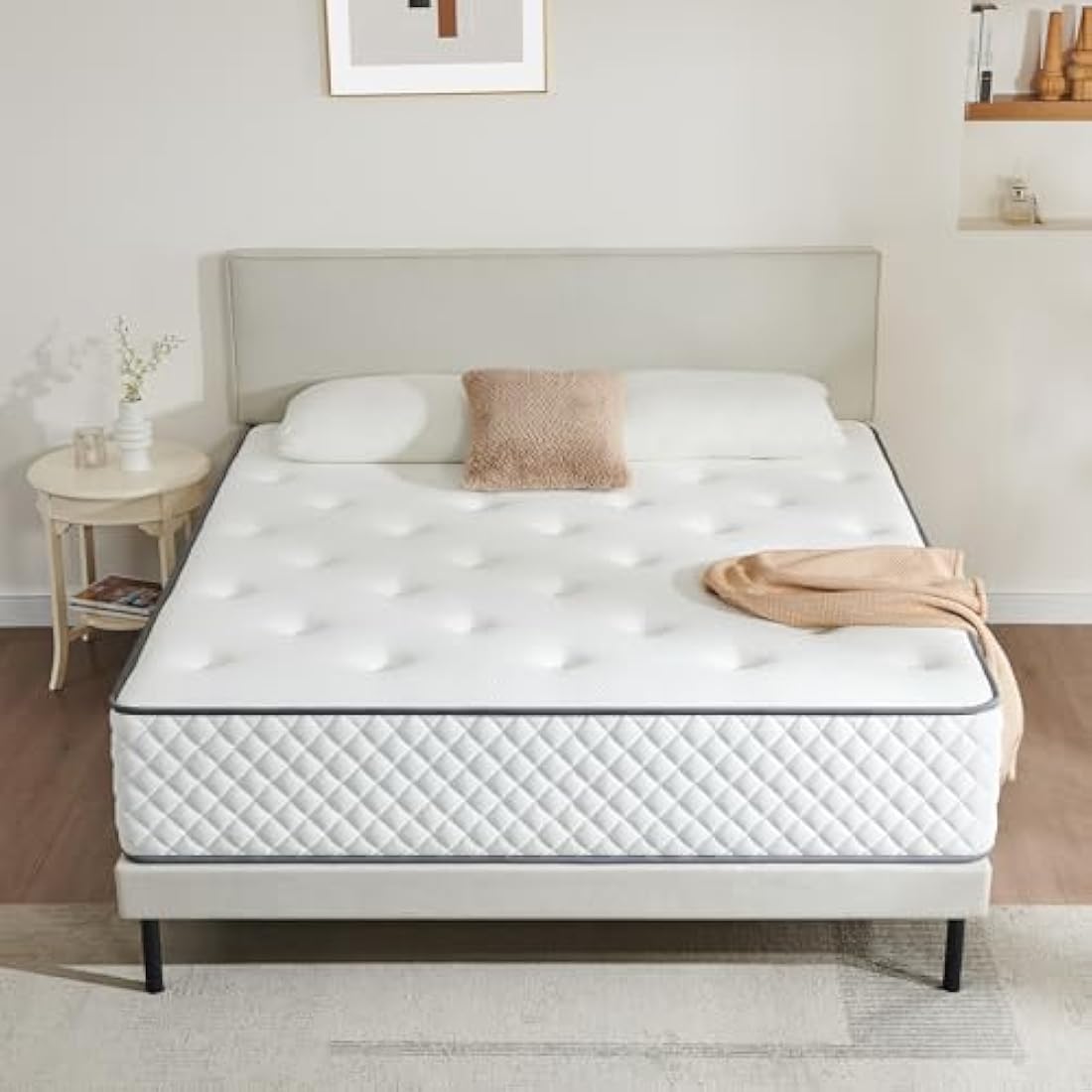 Sleremind Small Double Mattress | 7-Zone Hybrid Pocket Spring Medium-Firm Bed Mattress | Pressure Relief Technology & Cooling Gel Memory Foam(120×190×25cm)