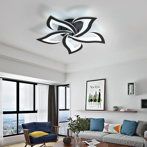 Comely LED Ceiling Light Dimmable, Black Ceiling Lamp with Remote Control, 40W 4700LM 3000K-6500K Dia 60cm, Acrylic Modern Ceiling Light for Bedroom Living Room [Energy Class E]