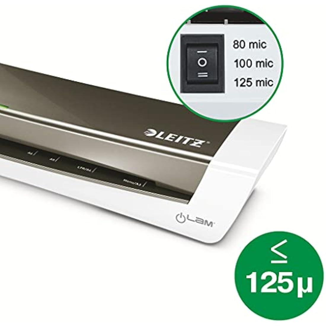 Leitz 74401089 iLam A3 Laminator, Ideal for Home Office - Metallic Dark Grey