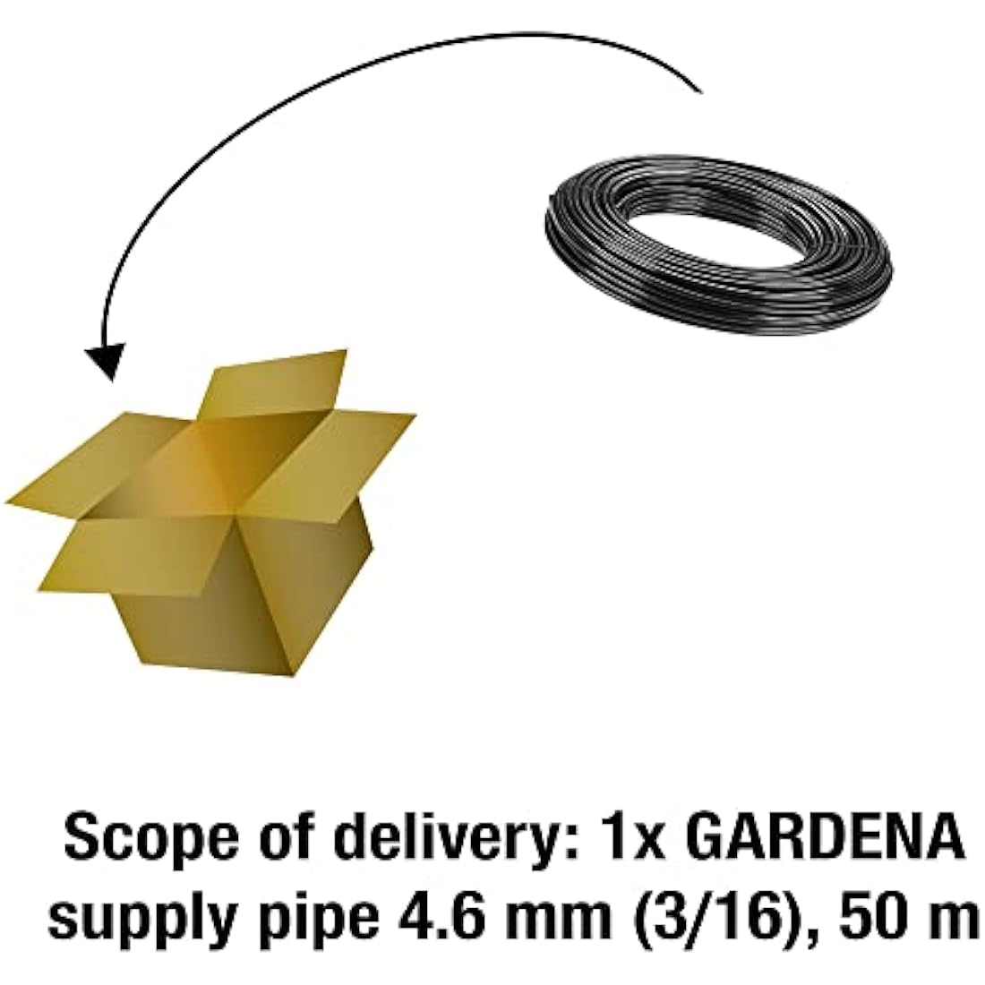 Gardena Micro-Drip System Supply Pipe: Flexible supply pipe, 4.6 mm (3/16"), can be laid above or below ground, UV-stabilised, 50 m (1348-20) Estándar 1348-20