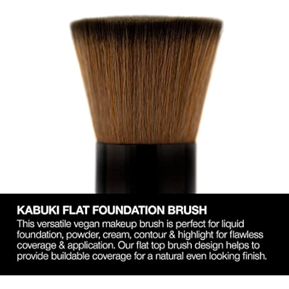 Palladio Flat Kabuki Brush, Professional Makeup Brush for Foundation, Face Blush, Powder, Cream, Contour & Highlight, Synthetic Bristles Provide Buildable Coverage for a Natural Even Looking Finish