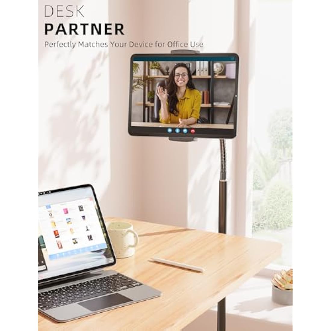 LanPavilion iPad Stand, Adjustable Metal Tablet Stand with Flexible Gooseneck, Compatible with iPad, Kindle, and Cell Phones (4.7''-13''), Ideal for Hands-Free Use