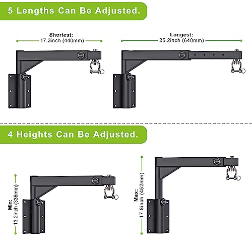 BeneLabel Punch Bag Bracket, Boxing Bag Wall Stand Frame Heavy Duty Speed Bag Hanger Silent Rotation with Adjustable 44-64cm Length & 33-45cm Height