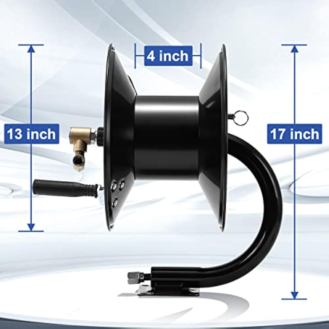 M MINGLE Pressure Washer Hose Reel 100ft, Heavy Duty Steel Hose Reel, Manual Crank Power Washer Hose Reel with Swivel Arm, 3/8" NPT