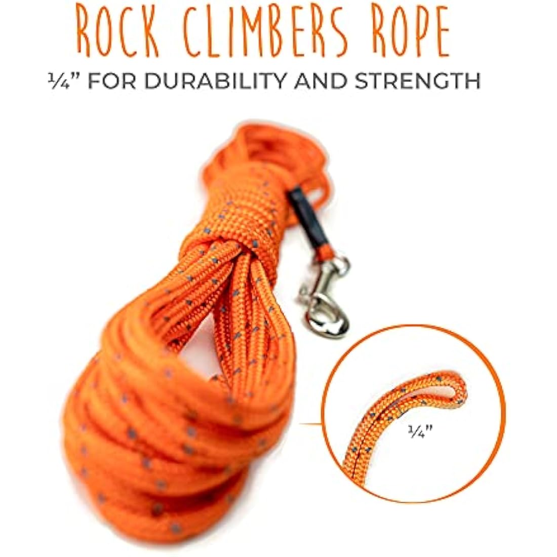 Mighty Paw Check Cord | Light Weight 9m/30ft Dog Training Lead. Durable, Weather Resistant Climbers’ Rope with Reflective Stitching. Perfect for Training, Swimming, Hunting, Camping. (Orange)