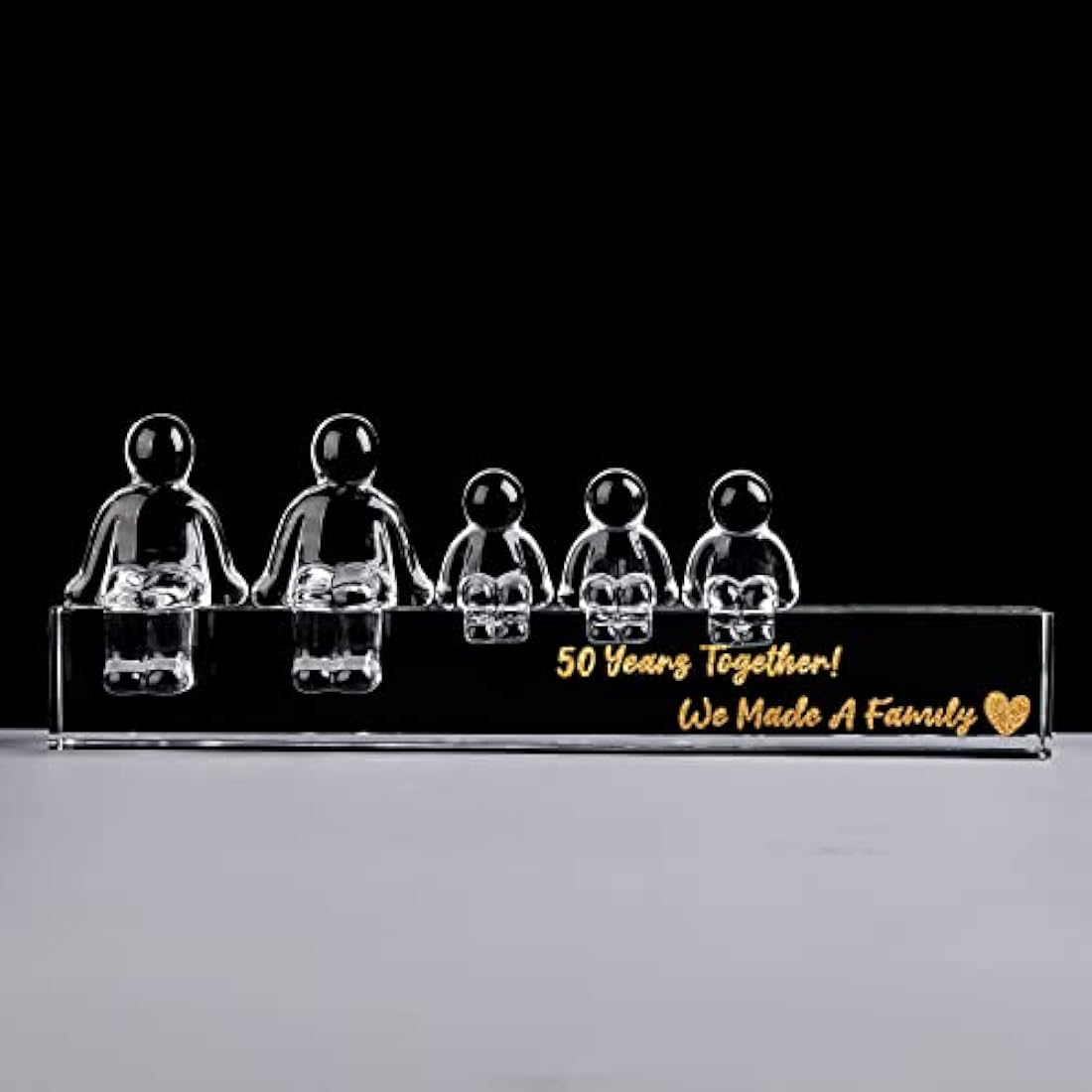 Movdyka Crystal 50th Golden Anniversary Fmaily Sets Romantic Gifts for Parents, 50 Years Together We Made A Family Figurines Keepsakes for Wife Husband(3 Children)