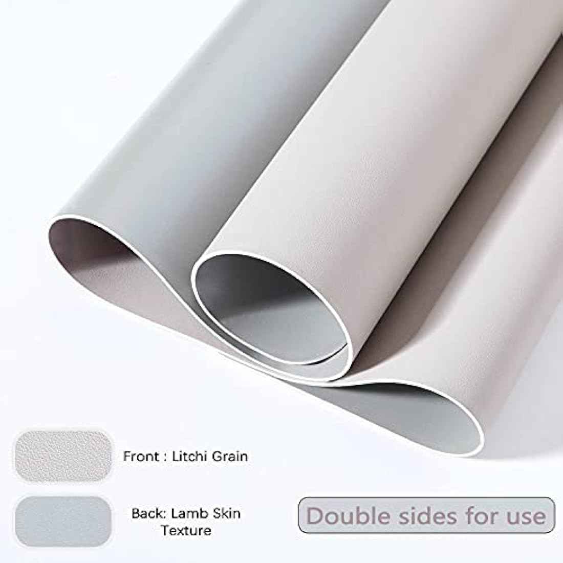 Desk Pad Large, Desk Mat, Extended Mouse Mat, Mouse Pad L, Desk Blotter, DOBAOJIA Laptop Pad Writing Pad for Office/Home, Dual-Side Use PU Leather Waterproof 23.6" X 13.8"(Light Gray/Silver)