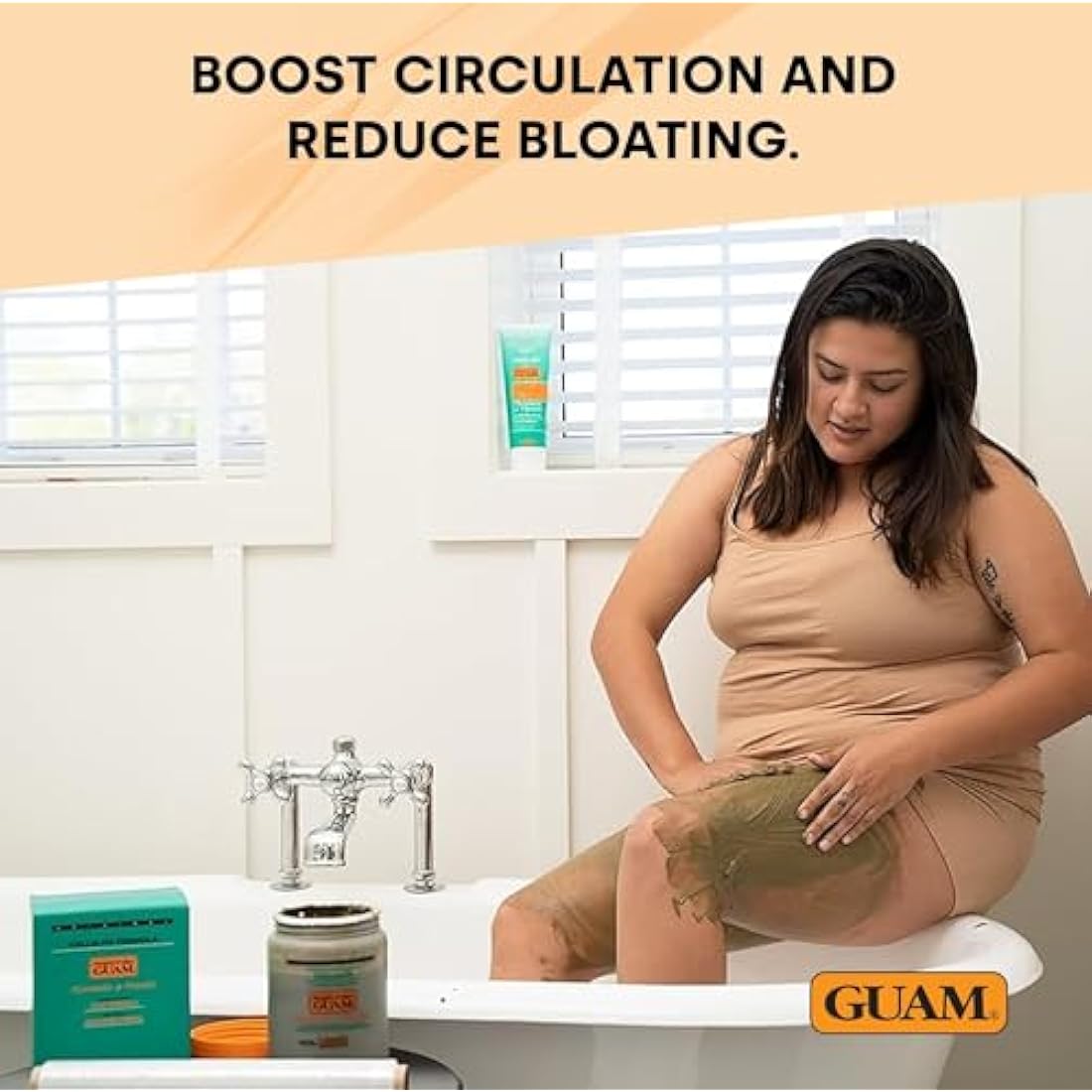 GUAM Seaweed Mud Anti Cellulite Treatment for Legs and Thighs - 1 kg Menthol Algae Cellulite Remover, Skin Firming Clay - Gentle Antioxidant Cooling Formula to Improves Firmness, Reduces Leg Swelling