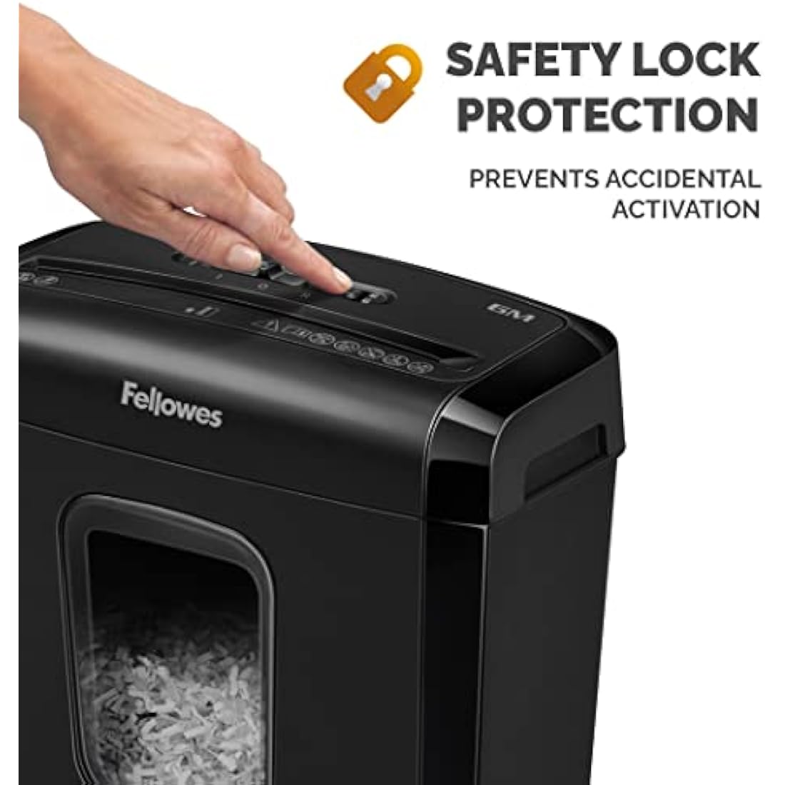 Fellowes Paper Shredder for Home Office Use - 6 Sheet Mini Cut Shredder for Home and Personal Use - Deskside Shredder with 13 Litre Bin and Safety Lock - Powershred 6M - Advanced Security P4 - Black