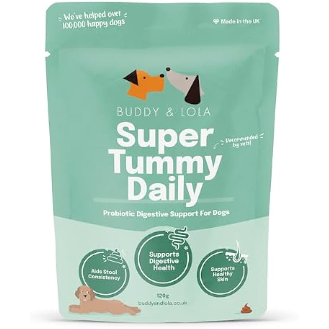 Buddy and Lola Probiotics for Dogs - High CFU Count, Plant-Based Dog Probiotics Powder for Gut Health and Skin Health - Essential Dog Soil Based Probiotic Supplement