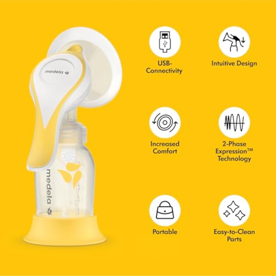 Medela Harmony Manual Breast Pump, Compact Swiss Design with PersonaFit Flex Shields and Medela's 2-Phase Expression Technology