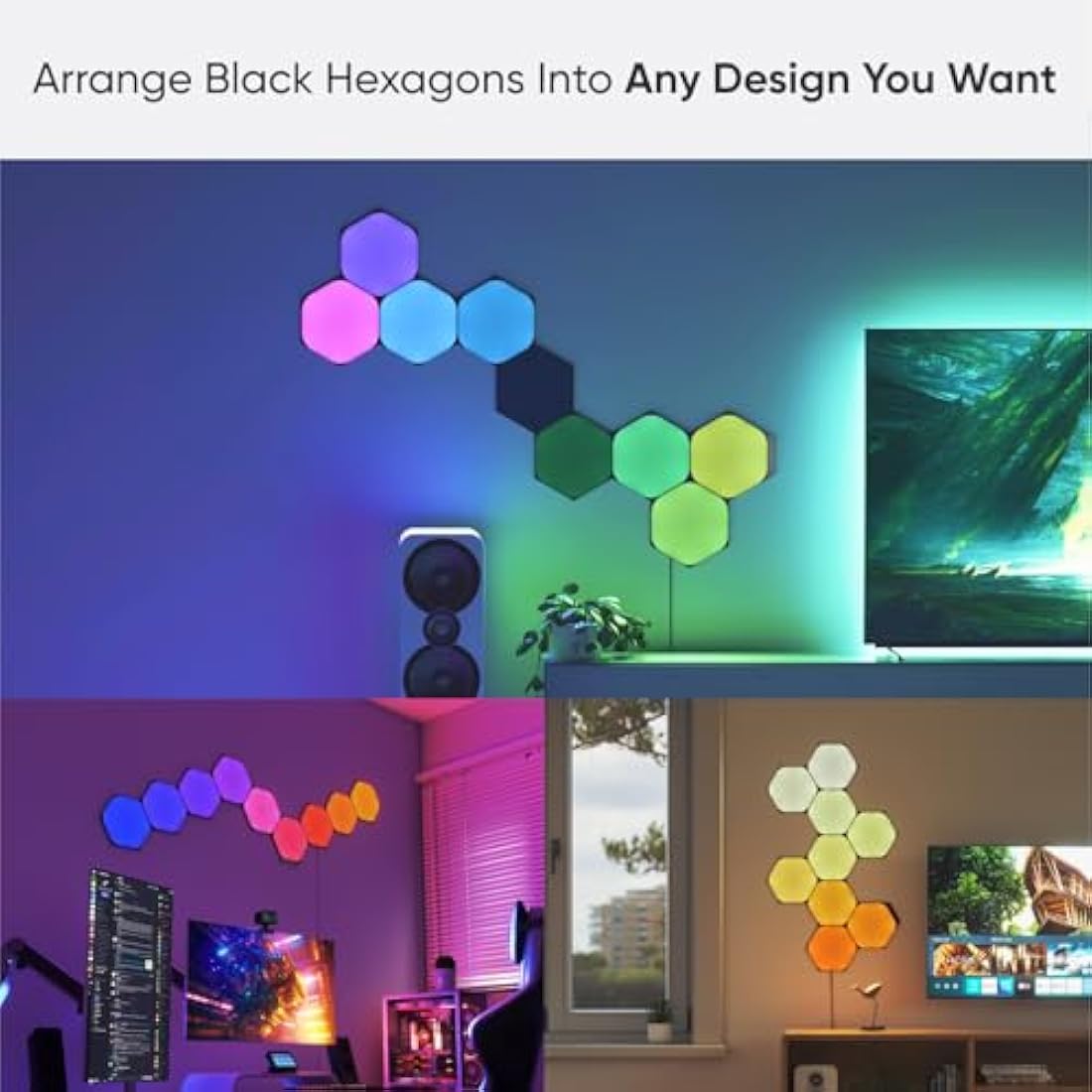 Nanoleaf Shapes Ultra Black Triangle Expansion Pack, 3 Additional Smart Light Panels LED RGBW - Modular Wi-Fi Colour Changing Wall Lights, Works with Alexa Google Assistant Apple Homekit