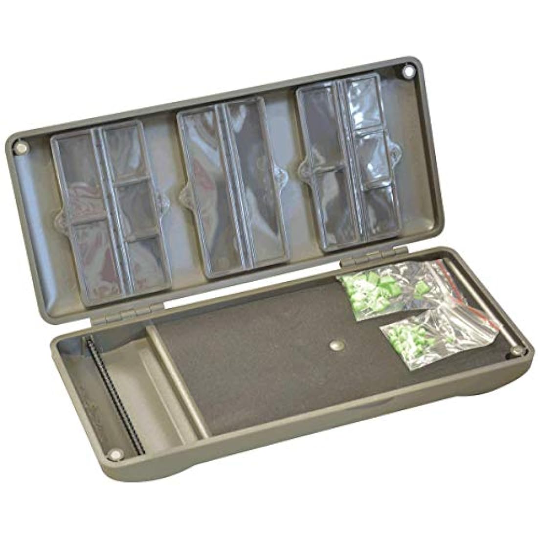 Korda Rig Safe Combi, Compact Storage Solution, Aluminium, Holds Up to 20 Rigs, 12 Compartments, Magnetic Fasteners, Foam Board, Supplied with Pins, Durable Design for Anglers, Lightweight Portable