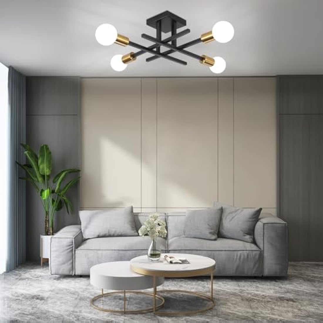 QAREHL Black Chandelier Ceiling Lights Living Room, 4 Light Modern Sputnik Ceiling Lights Industrial Light Fittings Ceilings, Sputnik Chandelier for Bedroom, Kitchen, Dining Room, Hallway, Lounge