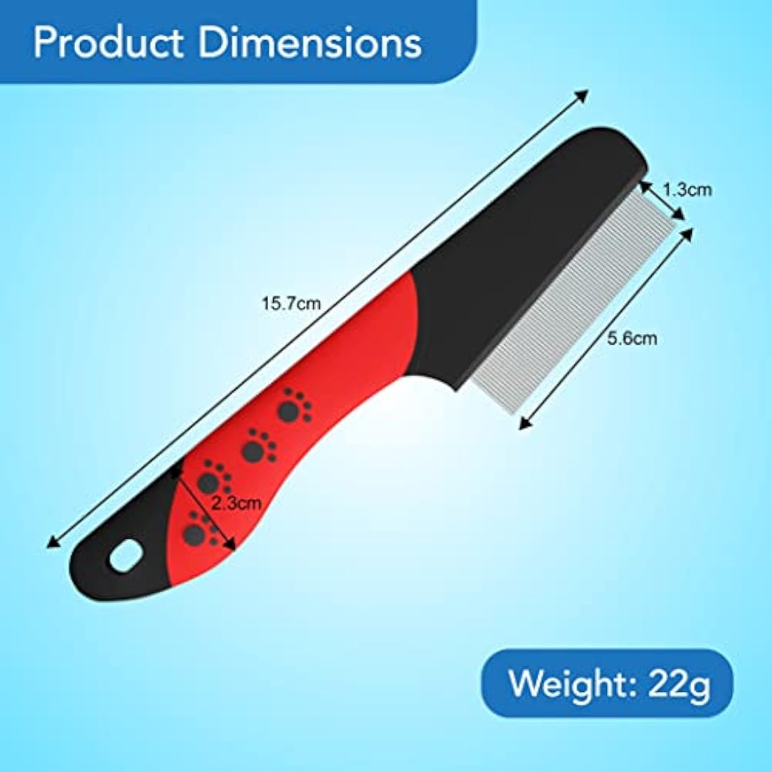Masterclip Flea Comb - Nits & Ticks Removal Grooming Comb for Cats, Dogs & Rabbits