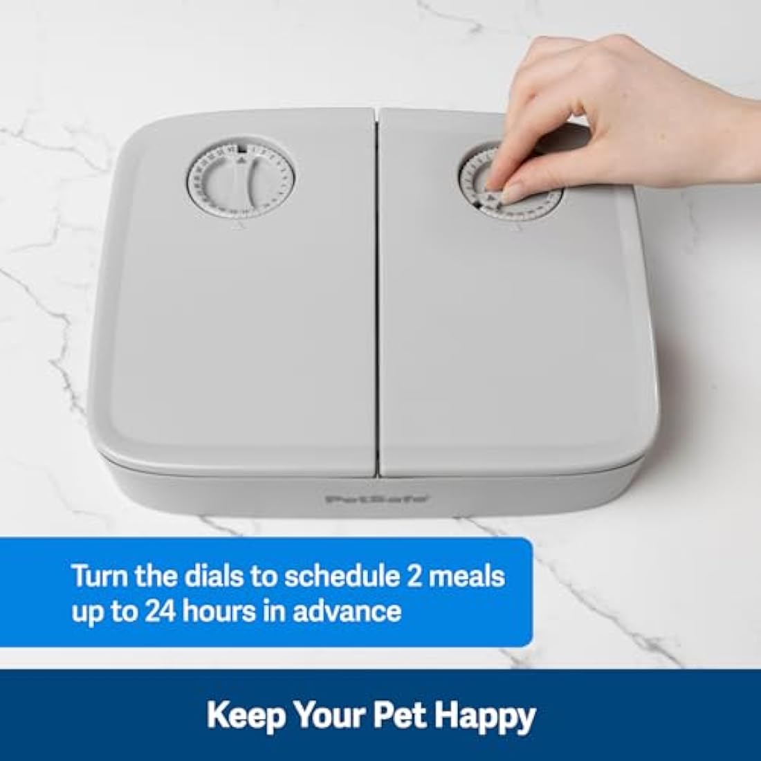 PetSafe 2 Meal Automatic Feeder, Built-in Timers, BPA Free Food Bowl, Suitable for Dry Food,Grey