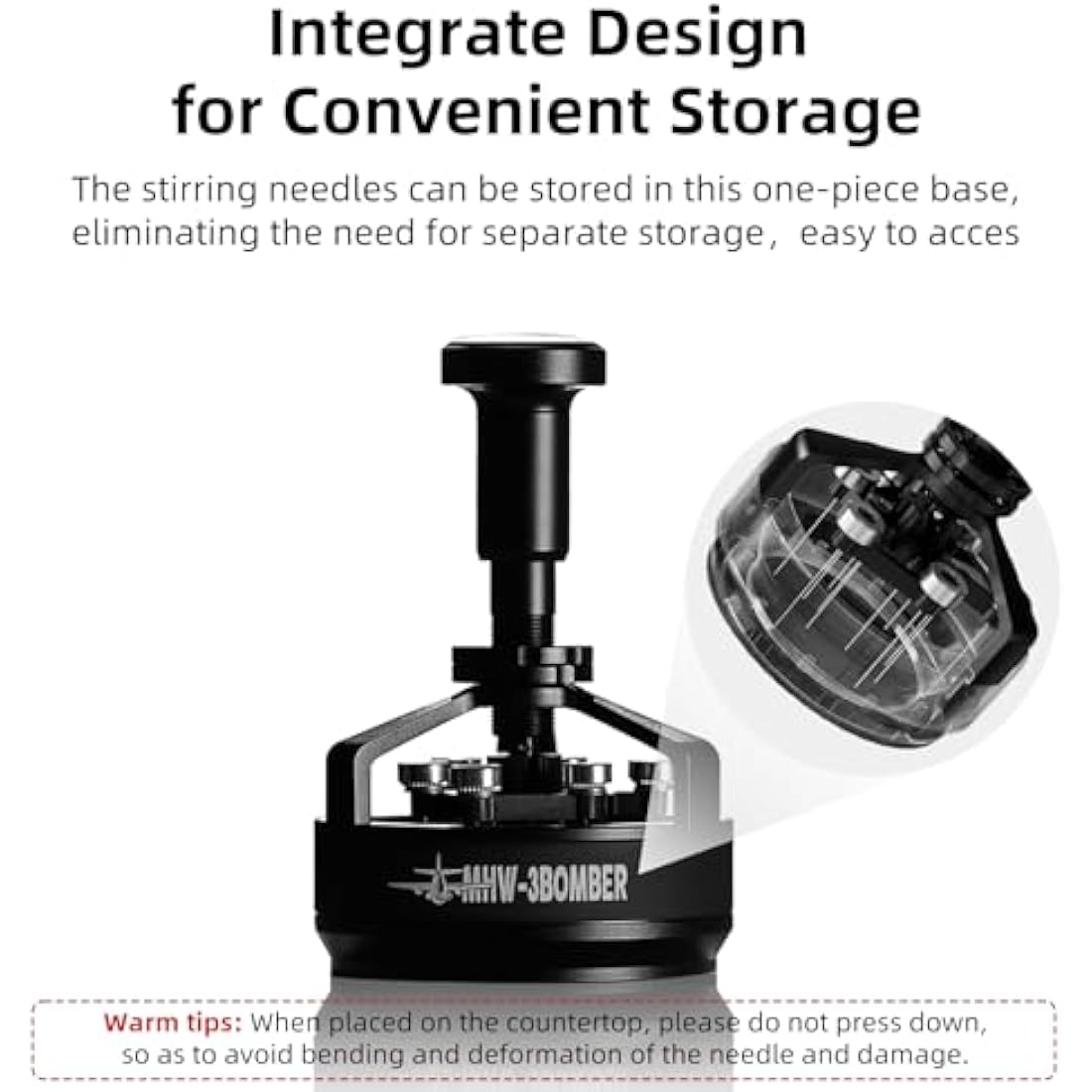 MHW-3BOMBER Yu Cyclones WDT Tool for 58mm, Espresso Distribution Tool, Espresso Nadel Coffee Stirrer 14 Needles 0.4mm with 6 Extra Needles, Magnetic Connection Design Model: T5849-OS