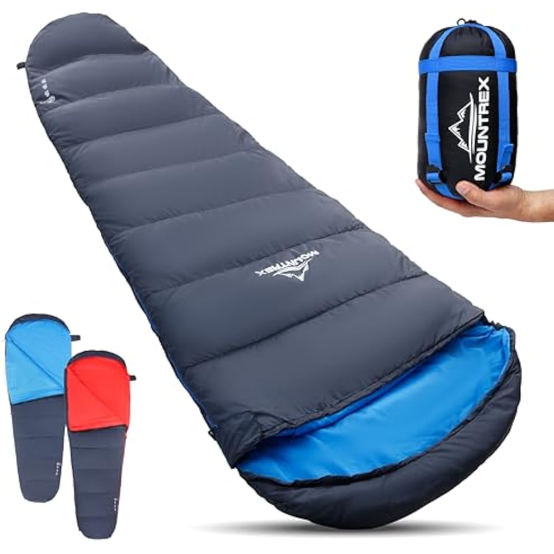 MOUNTREX® sleeping bag – Ultra Light (720g) with Small Pack Size - Outdoor Summer Sleeping Bag - Mummy Shape (205x75cm) - Compact, Warm, Lightweight - for Camping, Travel, Backpacking or Festivals