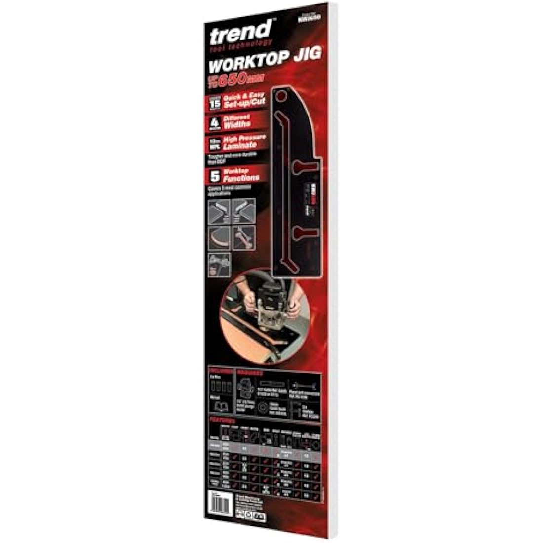 Trend Kitchen Worktop Routing Jig with Peninsular Cut, For Worktops Up to 650mm, KWJ650