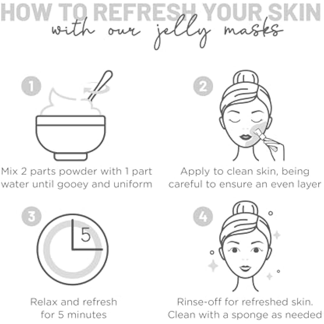 BRÜUN Jelly Mask Jar White Gold Glycolic AC AHA Peel-Off Face Care Rubber Mask | 23 fl oz Skin Care Moisturizing Gel Mask Jar Spa Set