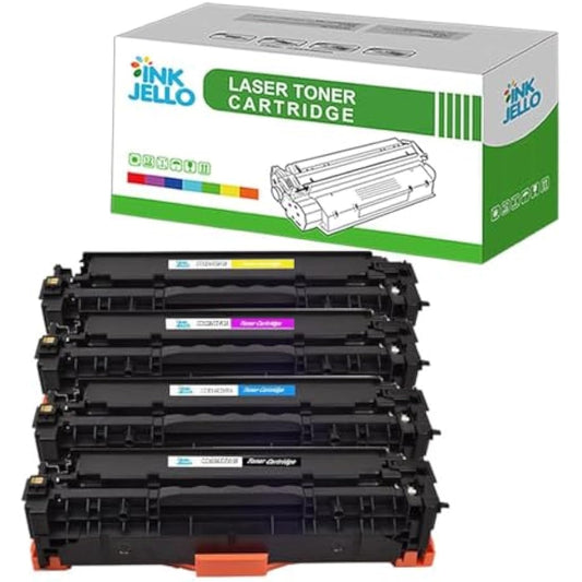 Inkjello Compatible Toner Cartridge Replacement for HP Colour LaserJet CM2320 CM2320fxi CM2320n CM2320nf CP2020 CP2025 CP2025dn CP2025n CC530A CC531A CC532A CC533A CRG 718 BK/C/Y/M, 4-Pack