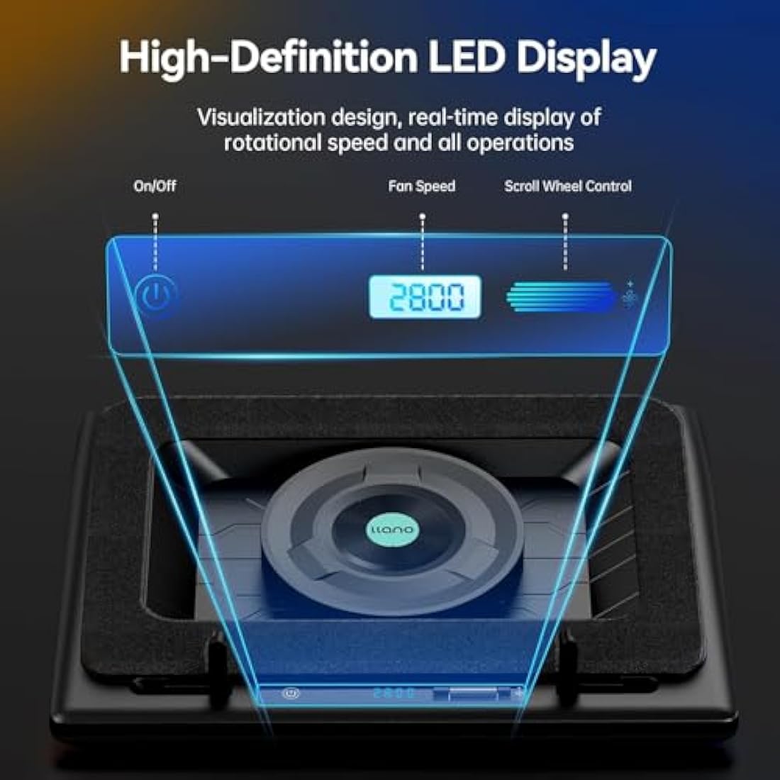 llano Gaming Laptop Cooling Pad Cooler Stand with 5.5inch External Fan Adjustable Speed Touch Control 3-Port USB Rapid Temperature regulation for Computer Notebook 15-19in (V13 No RGB)