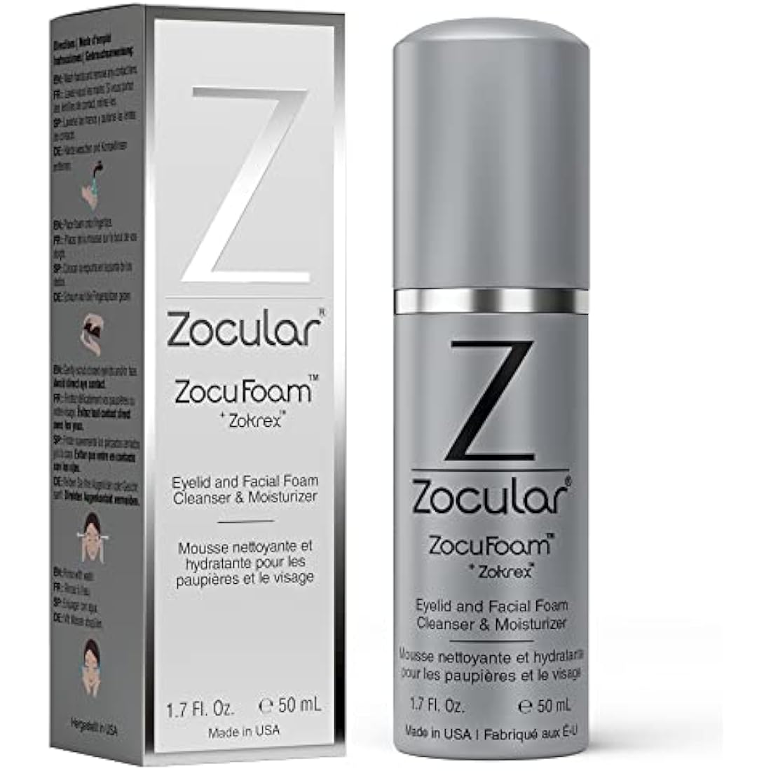 Zocular ZocuFoam Eyelid Cleanser 50ml - Foaming Eyelid Scrub for Blepharitis, Demodex and Inflammation - Stye Treatment for Eyes - Natural pH Balanced Treatment