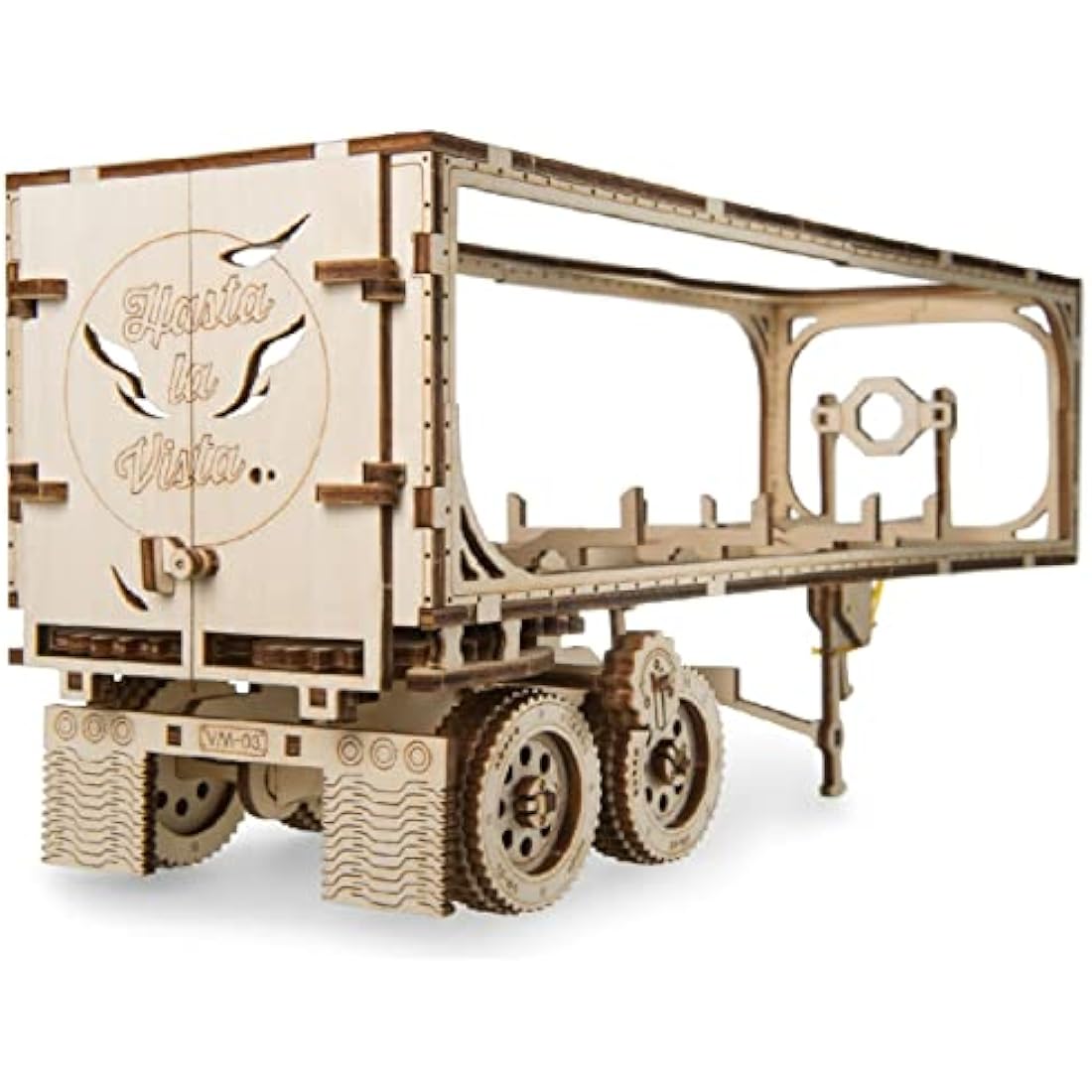 UGEARS Trailer for Heavy Boy Truck VM-03 - Wooden Model Kits for Adults to Build - Mechanical Cargo Trailer with 8 Wheels Car Model Building Kits 3D Wooden Puzzles for Adults for Fathers Day - 138 Pcs