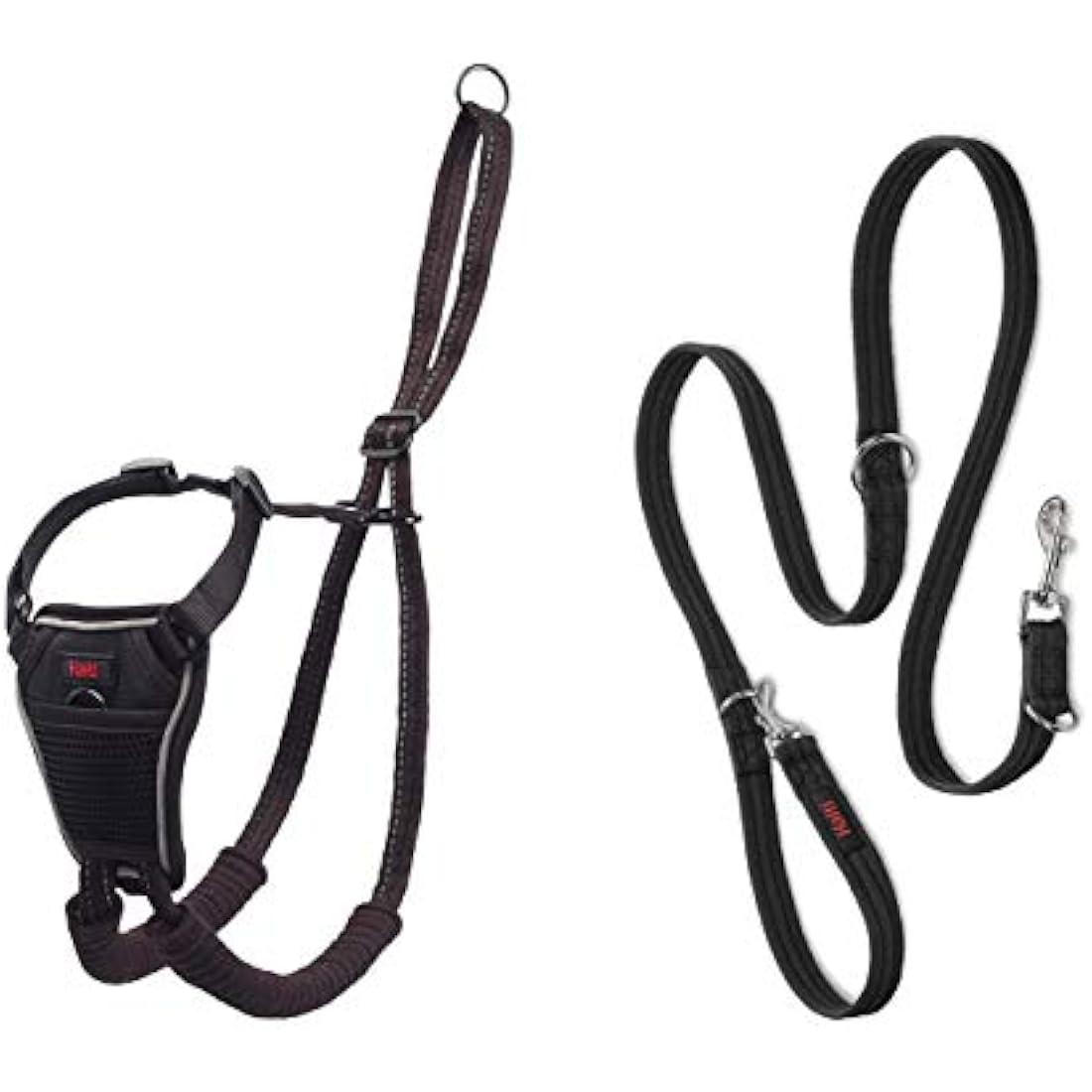 HALTI No Pull Harness Size Medium & HALTI Training Leash Size Large, Black Combination Pack - Stop Your Dog Pulling on the Leash. Adjustable, Lightweight and Easy to Use. Suitable for Medium Dogs