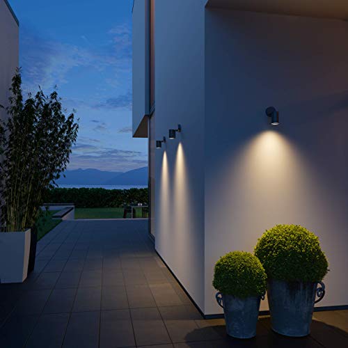 Steinel Spot ONE Spotlight, 512 lm GU10 bulb included, LED Floodlight, warm white wall light, Aluminium, 6.7 W, Anthracite