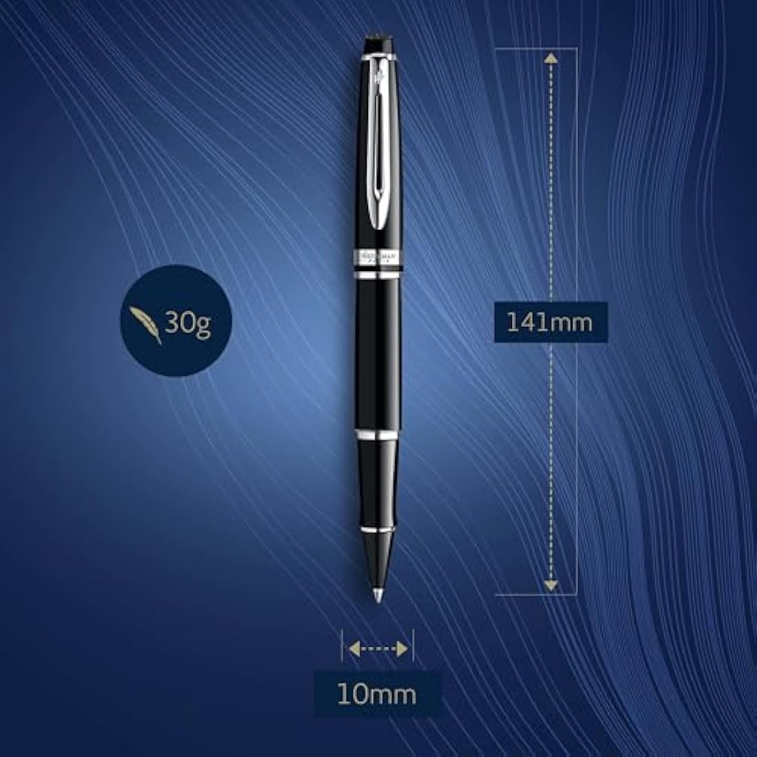 Waterman Expert Rollerball Pen | Gloss Black with Chrome Trim | Fine Point | Black Ink | Gift Box
