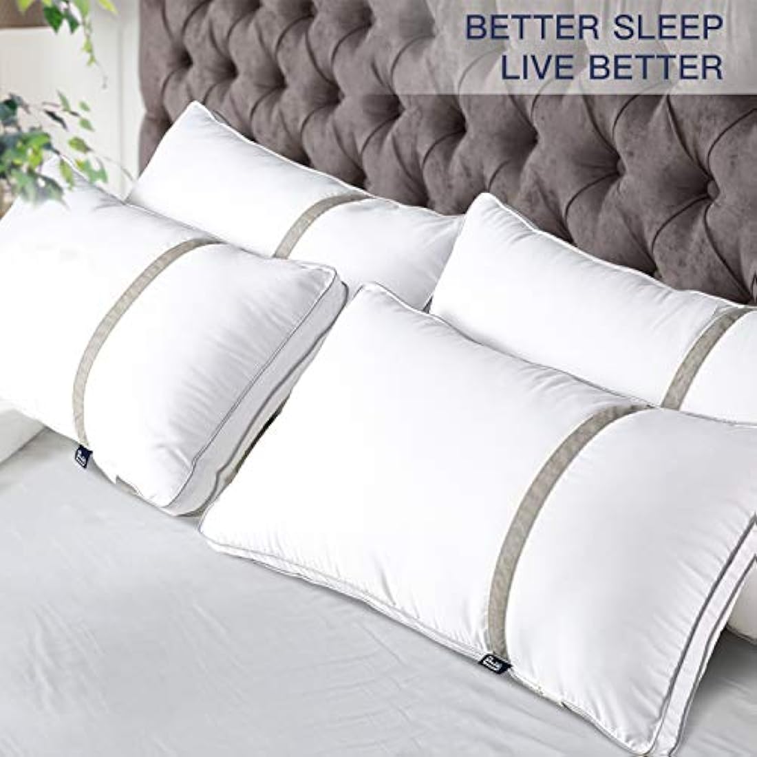 BedStory 4 Pack Sleeping Pillows, Hotel Pillow Down Alternative Dust Mite Resistant & Hypoallergenic, Standard Size Bed Pillow for Neck/Shoulder Pain/Allergy Sufferers and Back/Stomach/Side Sleepers