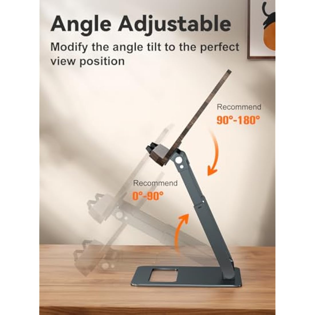 Tounee Telescopic Book Holder Stand, Adjustable Height Pull Out Design Ergonomic Cookbook Stand with Elastic Page Clips Fits All Books (Gray)