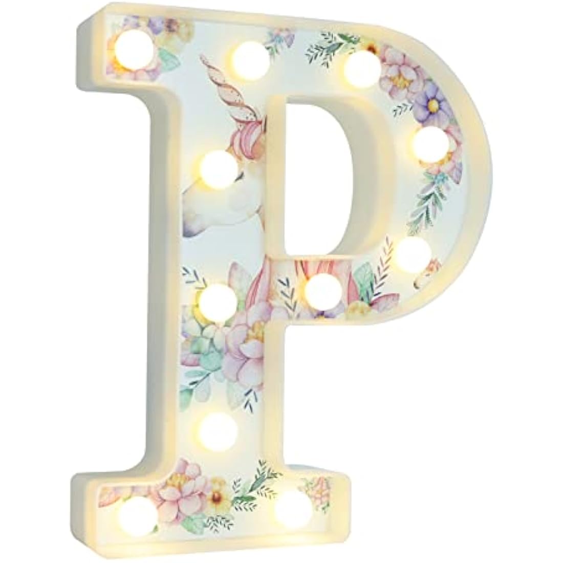 Vimlits Unicorn Light Up Letters, LED Letter Lights Warm White Alphabet Sign Unicorn Gifts for Girls Birthday Unicorn Party Decorations Bedroom Night Light Christmas Valentine Wall Table Decor - P